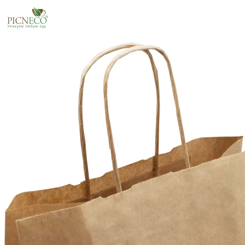 товар Бумажный крафт пакет с кручеными ручками, 350*150*450 мм KPK035